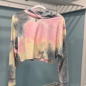 Tie-Dye Cropped Hoodie - Multicolor